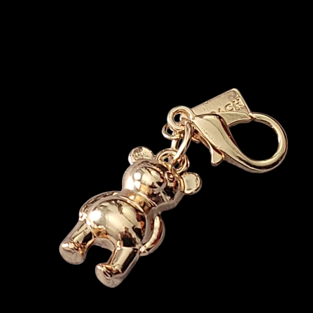🧸Luxury Gold Mini Teddy Bear Bag Charm Keychain Handbag Accessory - Picture 5 of 10